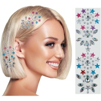 Joias adesivas para o cabelo com brilhantes e estrelas