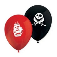 Balões de látex vermelho e preto pirata 28 cm - 8 peças