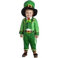 Fato de duende verde irlandês para criança
