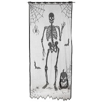 Decoração para porta de renda preta com Esqueleto de 2,10 x 1,00 m