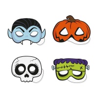 Máscaras de personagens de Halloween em cartão - 6 pcs.