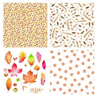 Conjunto de papel vegetal com desenhos de penas e folhas - Artemio - 4 folhas