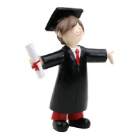 Figura para bolo de formatura com diploma de rapaz 16,5 cm