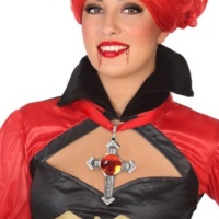 Colar de rubi vermelho e cruz