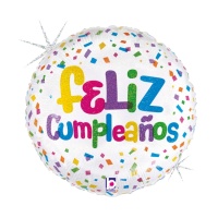 Balão de Aniversário Feliz Holográfico Redondo de 35 cm