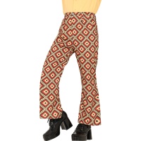 Calça hippie xadrez anos 70 para adulto
