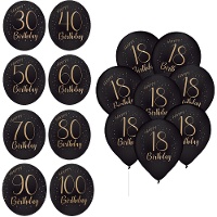 Balões de látex Elegant Gold com números - 8 unidades