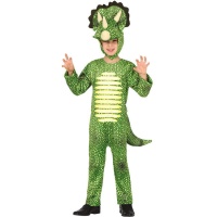 Fato de Dinossauro Triceratops Verde para Crianças