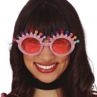 Óculos cor-de-rosa com brilho