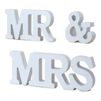 Placa de madeira MR & MRS branca - 3 pcs.