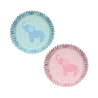 Cápsulas para cupcakes Bebé com elefante - FunCakes - 48 unidades