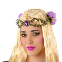 Fita floral com joia roxa