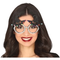 Óculos de bruxas com chapéus e brilhos