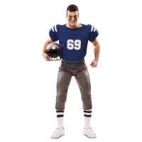 Fato de jogador de futebol americano azul para homem