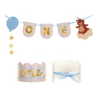 Kit para cadeira alta do primeiro aniversário Ursinho