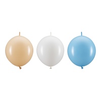 Balões brancos, creme e azuis de 33 cm - 20 peças.