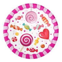 Pratos Sweet Candy 23 cm - 8 unidades