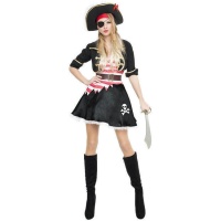 Fato de corsário pirata preto para mulher