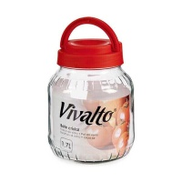 Frasco transparente de 1,7 L com tampa vermelha