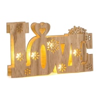 Sinal de amor com flores recortadas e luzes LED 21 x 13 cm