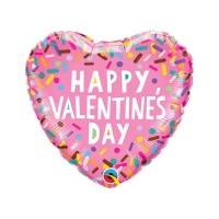 Balão de coração rosa Feliz dia dos namorados 46 cm - Qualatex