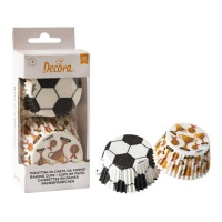 Cápsulas e troféus para cupcakes com bolas de futebol - Decorar - 36 unid.