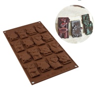 Silikomart Molde de chocolate de silicone para animais da floresta 17 x 29,5 cm - Silikomart - 16 cavidades