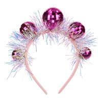 Tiara Disco rosa de 17,5 cm