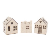 Casinhas de madeira para decorar 10 x 10 x 13 cm - Artis decor - 3 unidades