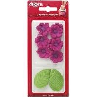 Figuras de açúcar de flores e folhas - Dekora - 13 unidades