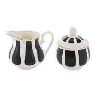 Açucareiro e leiteira Excellence preto e branco