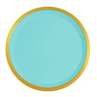 Pratos redondos com rebordo dourado 17 cm - 10 peças