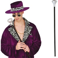 Bengala com pomo diamante prateado