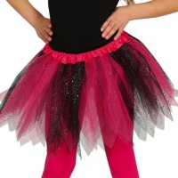 Saia tutu combinada de duas cores para criança com brilhantes - 30 cm