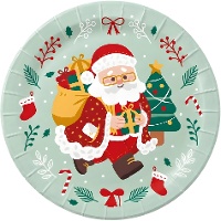 Kit com 8 pratos com estampa do Papai Noel da coleção Liragram