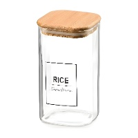 Frasco de 1,2 L de borossilicato com tampa de bambu Rice