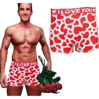 Cueca boxer com estampa de corações para homem