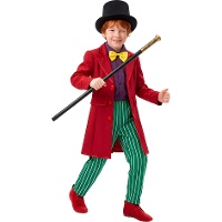 Fato infantil de Willy Wonka, o chocolateiro, para menino