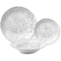 Conjunto de porcelana Folhas Cinza - 18 peças
