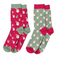Meias de Papai Noel verde e vermelho - 1 par