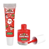 Conjunto infantil de esmalte e brilho labial Lil Xmas