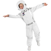 Fantasia de astronauta branca e prata infantil de 5 a 8 anos