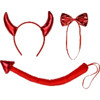 Conjunto de diabo com tiara, gravata borboleta e cauda - 3 peças