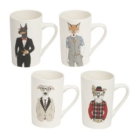 Caneca de 385 ml com cães hipster sortidos - 1 unidade