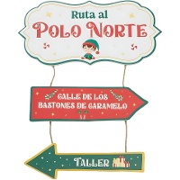 Placa decorativa com elfo e placas do Polo Norte de 45 x 28 cm