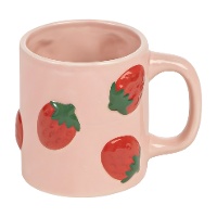 Caneca de 410 ml coquette rosa com morangos