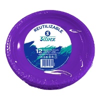 Pratos de plástico coloridos de 23 cm - 12 unid.