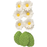 Figuras de açúcar de margaridas e folhas - Dekora - 12 unidades