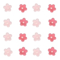 Bonecos de açúcar em forma de flor de margarida em tons de rosa 1,4 cm - FunCakes - 64 unid.