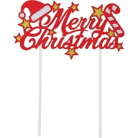 Topper de bolo Merry Christmas vermelho, 16 x 24 cm